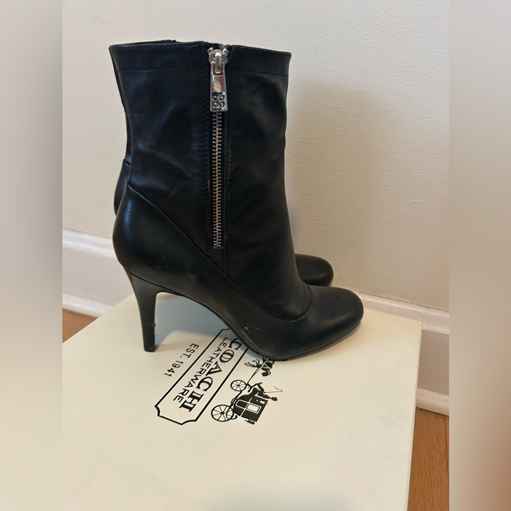 Coach Black Heeled Leather Boots